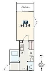 ＦＥＬＧＲＩＡ京急鶴見 2階1Kの間取り