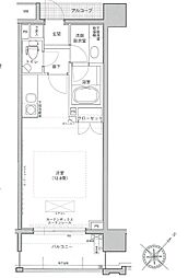 ファミールグラン銀座4丁目オーセンティア 7階ワンルームの間取り