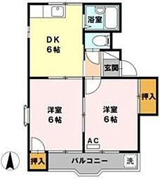 ナチュラリズム 2DKの間取図画像