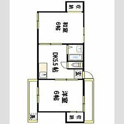 グリーンハイム高松 3階2DKの間取り