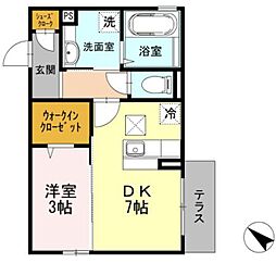 ルークス月見台 1DKの間取図画像