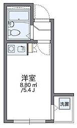 レオパレス中台第2 2階1Kの間取り