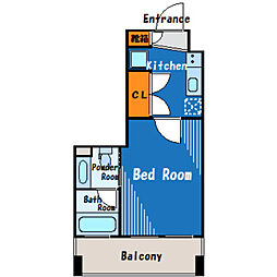 京急本線 京急蒲田駅 徒歩7分の賃貸マンション 3階1Kの間取り