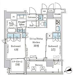 パークアクシス上野グレイスコート 14階2SLDKの間取り