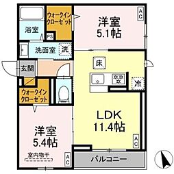 (仮称)前原東2丁目PJ 2LDKの間取図画像