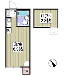 アップルハウス三ツ沢南町 ワンルームの間取図画像