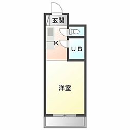 blooming FUCHU 1階ワンルームの間取り