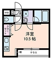 ポルタ西新宿 1階ワンルームの間取り