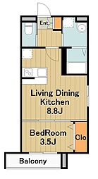robot home 上溝II(ロボットホーム カミミゾツー) 1LDKの間取図画像