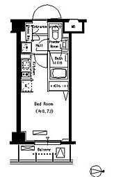 パークアクシス蒲田壱番館 4階ワンルームの間取り