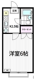 グリーンヴィラ江古田B棟 1Kの間取図画像