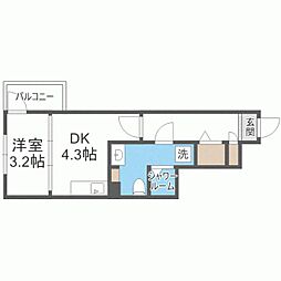 ＭＯＤＥＲＮ　ＰＡＬＡＺＺＯ　Ｋｅｇｏ　Ｆｏｒｅｓｔ 4階1DKの間取り