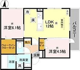 GRAMM松室吾田神町C 2LDKの間取図画像