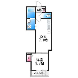 F asecia Pur 湊 1DKの間取図画像