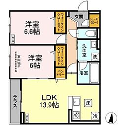 D Paina 子母口II 2LDKの間取図画像