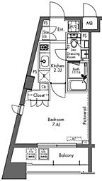 プラウドフラット三軒茶屋 1Kの間取図画像
