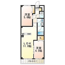 アーク美章園 2LDKの間取図画像