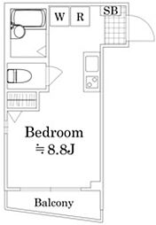 EXE板橋WEST 4階ワンルームの間取り