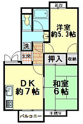 アドミラブール 2DKの間取図画像
