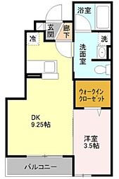 D-Room nakano 1階1DKの間取り