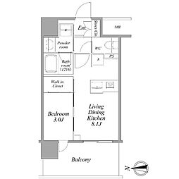 ネベル赤羽 5階1LDKの間取り