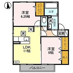 リビングタウン三橋西 B 1階2LDKの間取り