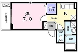 グラン・レジデンス 2階1Kの間取り