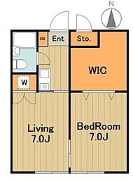 ハイツ井上C 2階1SLKの間取り
