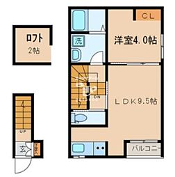 都営浅草線 西馬込駅 徒歩5分の賃貸アパート 2階1LDKの間取り