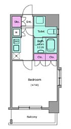 レジディア後楽園 1Kの間取図画像