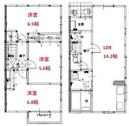川越市大字的場タウンハウス 3LDKの間取図画像