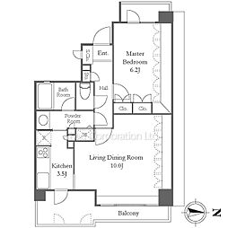 恵比寿シティハウス 14階1LDKの間取り