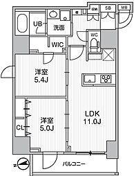 エスレジデンス新御徒町キアロ 2LDKの間取図画像