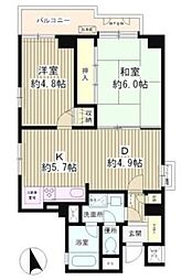 タウン・ハイム本駒込 2DKの間取図画像