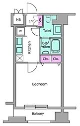 ピアネッタ汐留 9階1Kの間取り