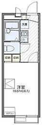 レオパレスK&H 2階1Kの間取り