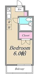 ル・シーダ 2階ワンルームの間取り