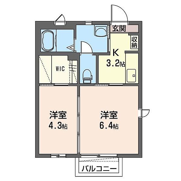 セルフィーユ　Ｂ 00201｜茨城県古河市錦町(賃貸アパート2K・2階・32.99㎡)の写真 その2