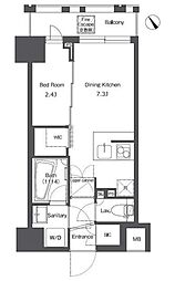 COMFORIA台東根岸 1DKの間取図画像