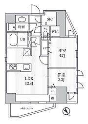 S-RESIDENCE目黒大岡山bresa 2LDKの間取図画像