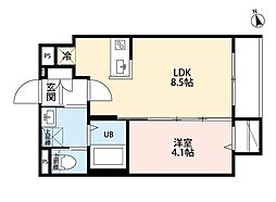 LUNA COURT(ルナコート) 2階1LDKの間取り