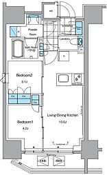 ルフォンプログレ田原町 2LDKの間取図画像