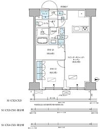 パークアクシス品川天王洲アイル 8階2LDKの間取り