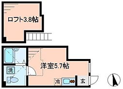 東急池上線 蓮沼駅 徒歩2分の賃貸アパート 1階ワンルームの間取り