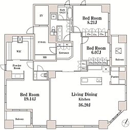ラサンテ一番町 14階3LDKの間取り