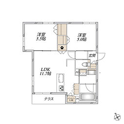 ネプトゥーヌス 2LDKの間取図画像