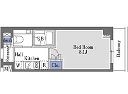 都営浅草線 本所吾妻橋駅 徒歩8分の賃貸マンション 7階1Kの間取り