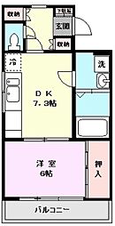エレガンス小町 1DKの間取図画像
