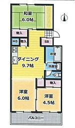 シルフィード・ドゥ・御崎 2LDKの間取図画像