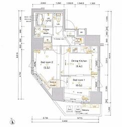 アルテシモアルド 2DKの間取図画像